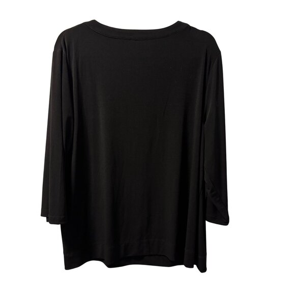 Tahari Woman Black 3/4 Sleeve Zip Front Top Sz 2X blouse - Picture 10 of 12